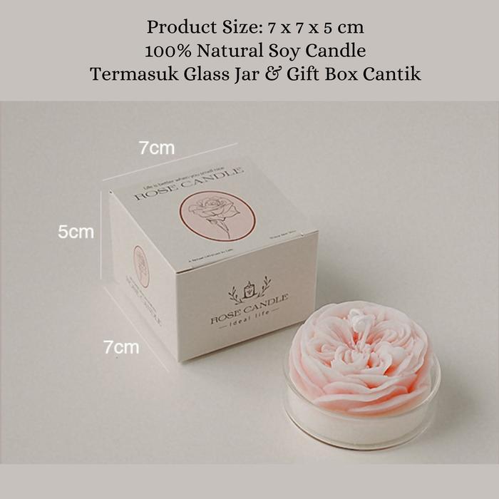 promo  -KOKOMI Rose Scented Candle Lilin Aroma Dekorasi Bunga Lilin Aromatherapy Dengan Jar dan Box 