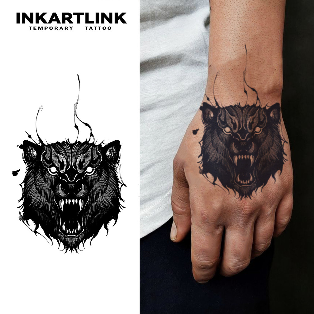 Tiger Head temporary tattoo sticker, waterproof magic tattoo, lasts to 15 days fake tattoo, semi per