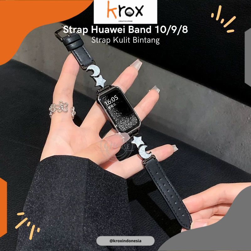 Strap Huawei Band 10/9/8 Kulit Bintang Tali Jam Wanita Aksesori Wanita Fashion Huawei Band 10 Strap 