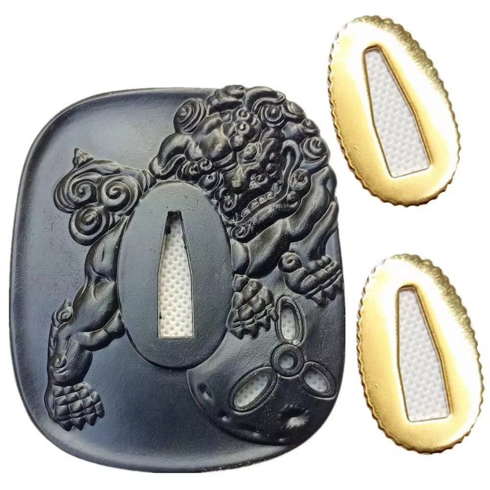 Alloy The lion Guard Black Tsuba Fittings For Japanese Samurai Katana Sword Wakizashi Tanto Y Access