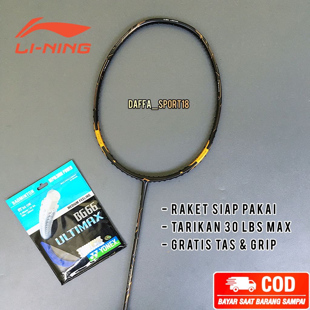 gebyar promo RAKET BADMINTON BULU TANGKIS LINING TECTONIC 7 COMBAT ASEAN PREMIUM 30 LBS SIAP PAKAI G