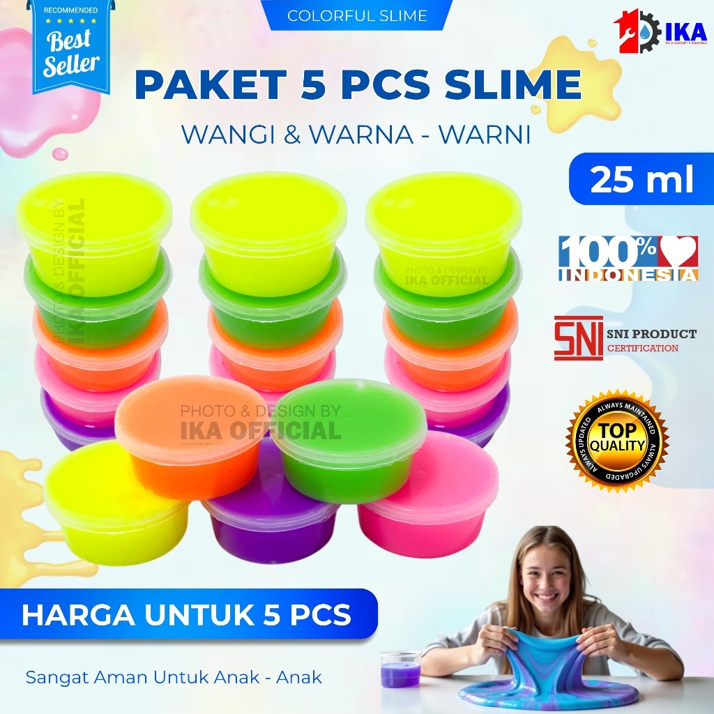SAB - Paket Hemat grosir 10 pcs 5 pcs slime glitter cup 35cc slem murah Souvenir / slime jiggly glit