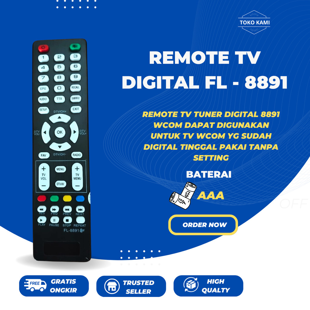 Remot Remote Stb Tunner Tv Digital LED LCD WCOM Type RM-8891 / Remote Tunner Mesin Tv 8891
