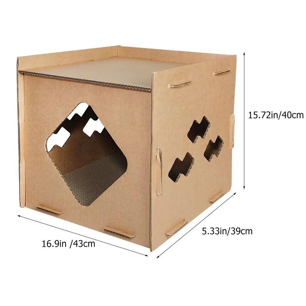 43X35X40 Two Layers Thickened Corrugated Paper Cat House Scratcher Set With Cat Scratching Board Dur