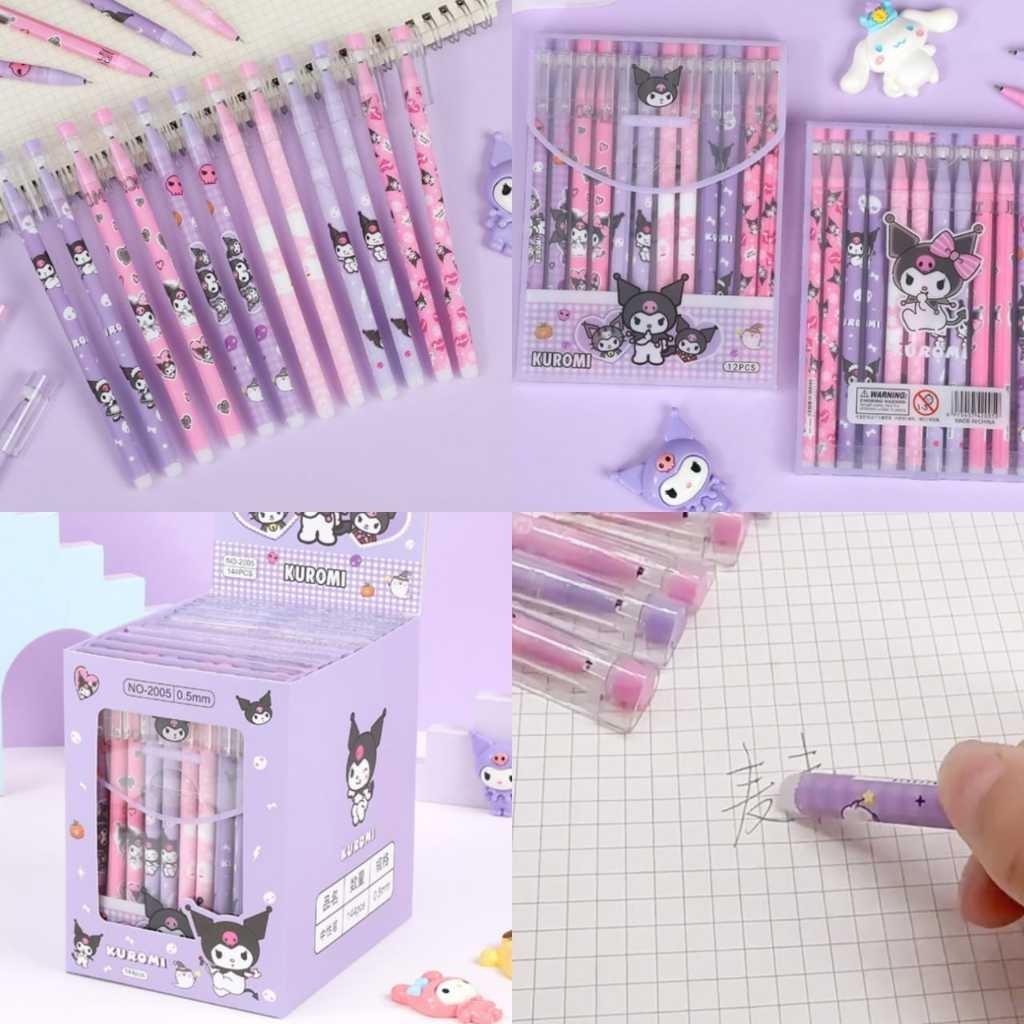 S5930 Pulpen Bisa Dihapus 12 PCS Pena Karakter Bisa Dihapus  Pena Hitam 12 PCS Erasable Gel Pen  Pul