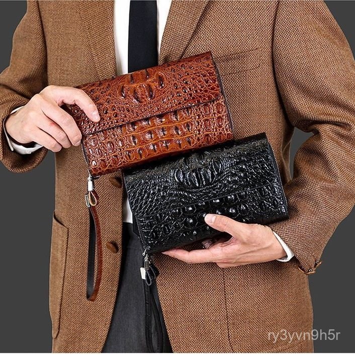 New Men's Crocodile Leather Wallet Men's Long Clutch Bag fashion Trend Business Men's Large Capacity