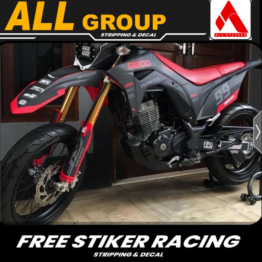 DECAL CRF 150 L SUPERMOTO FULL BODY CUSTOM DESAIN mudah diaplikasikan dan tidak membekas Motor Motor