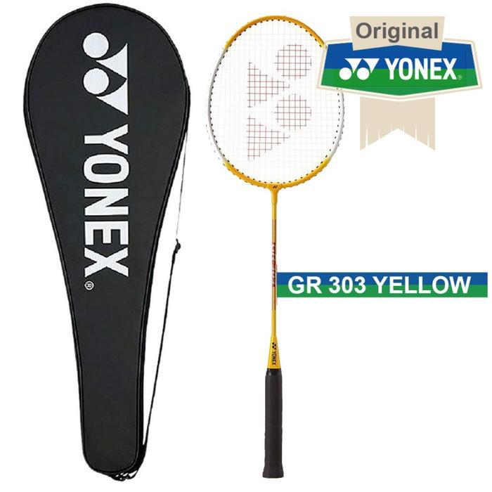 RAKET BADMINTON DEWASA DAN ANAK YONEX GR 303 BONUS COVER TAS 1 RESLETING ORIGINAL 100% - Kuning