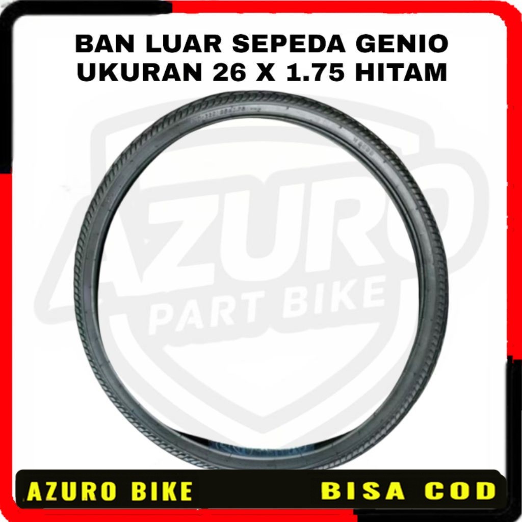 BAN LUAR SEPEDA GENIO UKURAN 26 X 1.75 HITAM