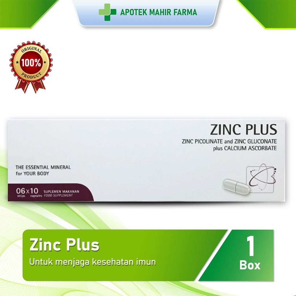 [1 box] ZINC PLUS Vitamin C Strip 60 Capsules 1 Box Mineral Picolinate Gluconate Calcium Ascorbate