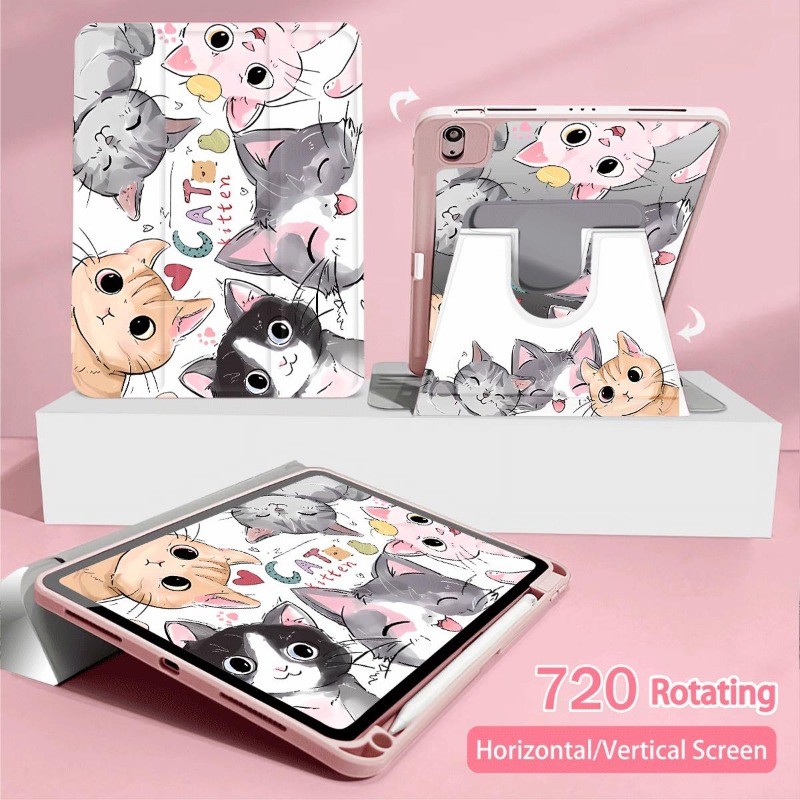 Cute Cat Family 360 Degree Rotation Smart Cover Ipad 10 Case Ipad 6th Generation Case Ipad Case 10 G