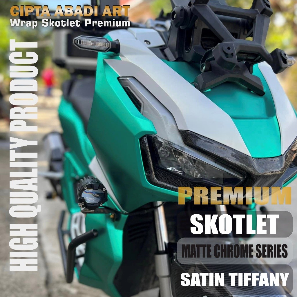 Stiker skotlet motor mobil hijau toska doff metalic chrome doff satin hijau tosca