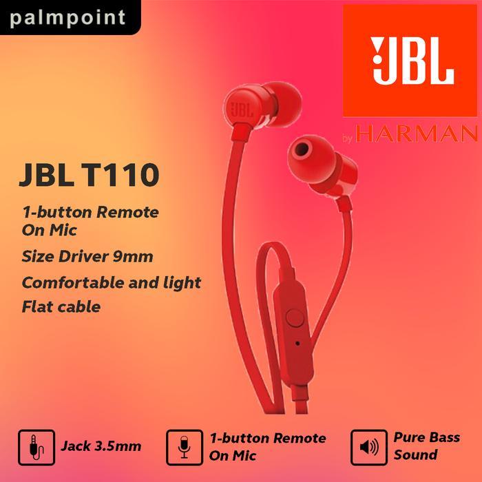 JBL In-Ear Headphone T110 Original - Merah