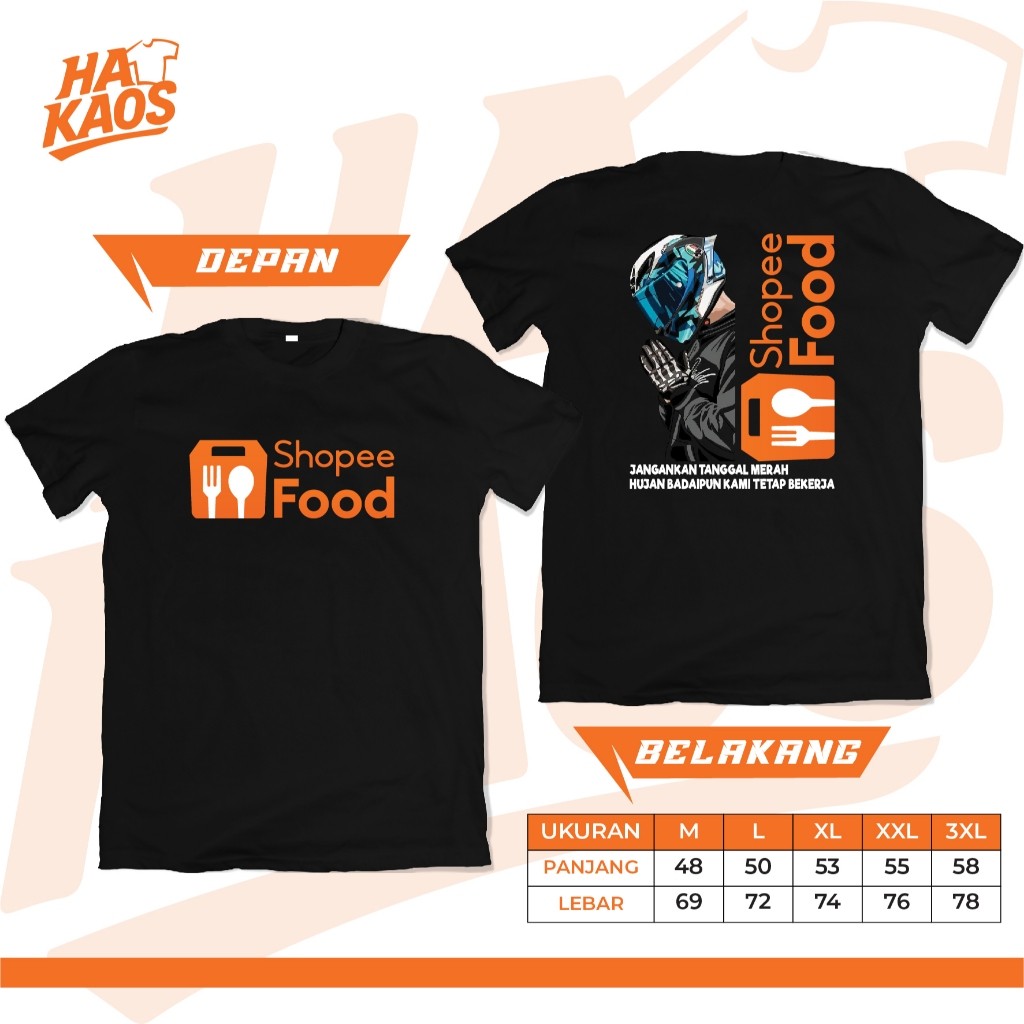 Kaos Pria SPX Keren SHOPEE FOOD Bahan Cotton Combed 30s Kaos Pria-Wanita Unisex Campaign