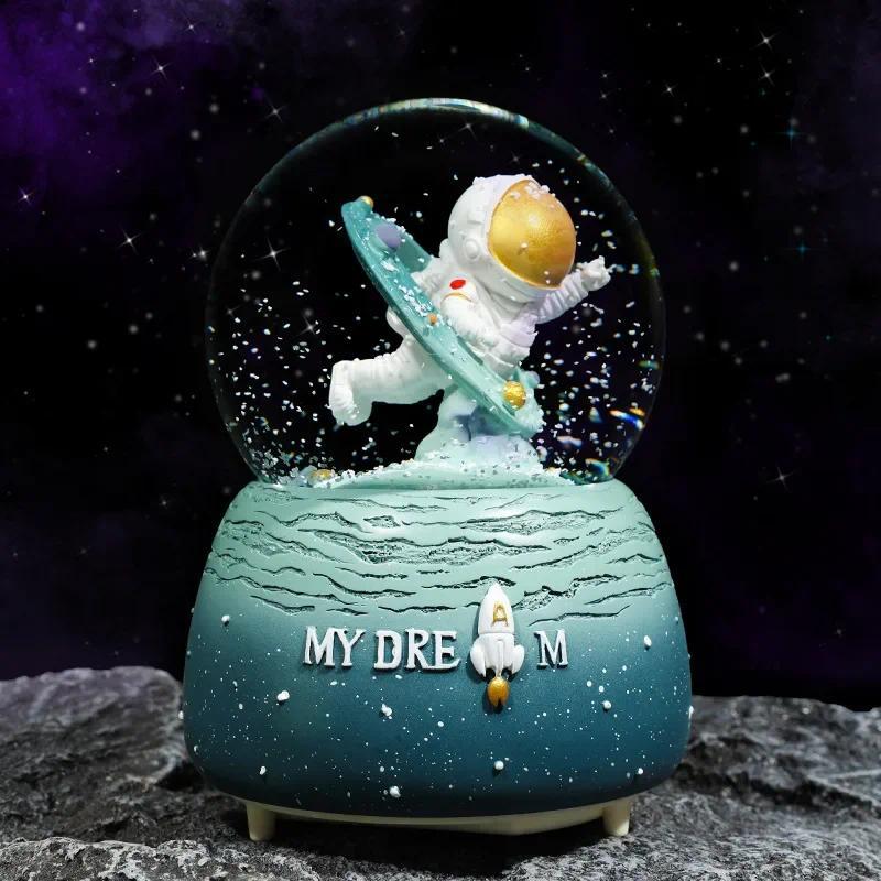 Astronaut Crystal Ball Luminous Music Box Girl Decoration Snow Music ildren Student Gift