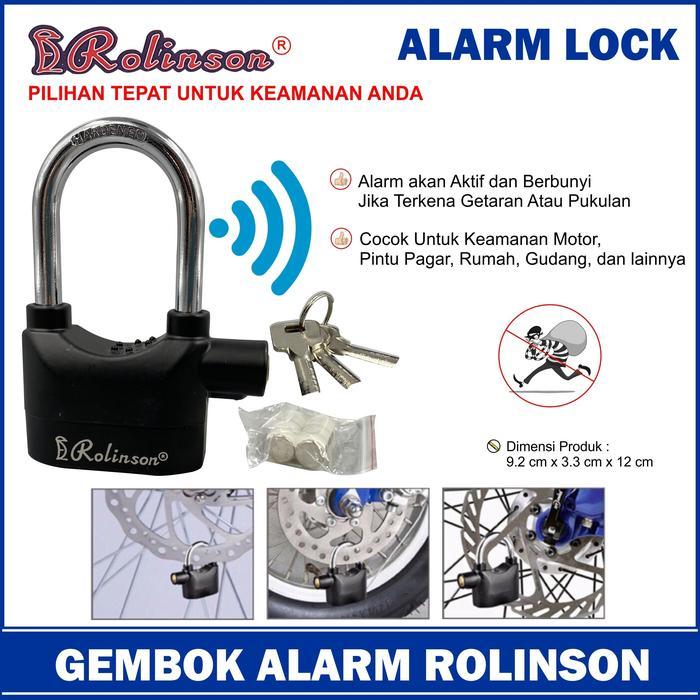 Gembok Alarm Panjang 12 cm Anti Maling Padlock Rolinson