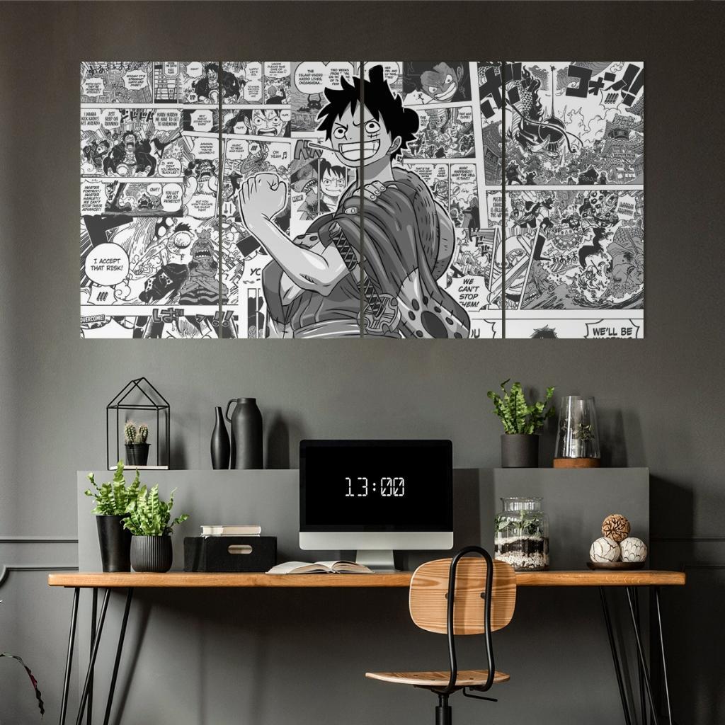 Poster Kayu 1 set 4pcs  [80x40cm] Wall Decor Pajangan Poster Kayu Hiasan Dinding Lukisan One Piece A