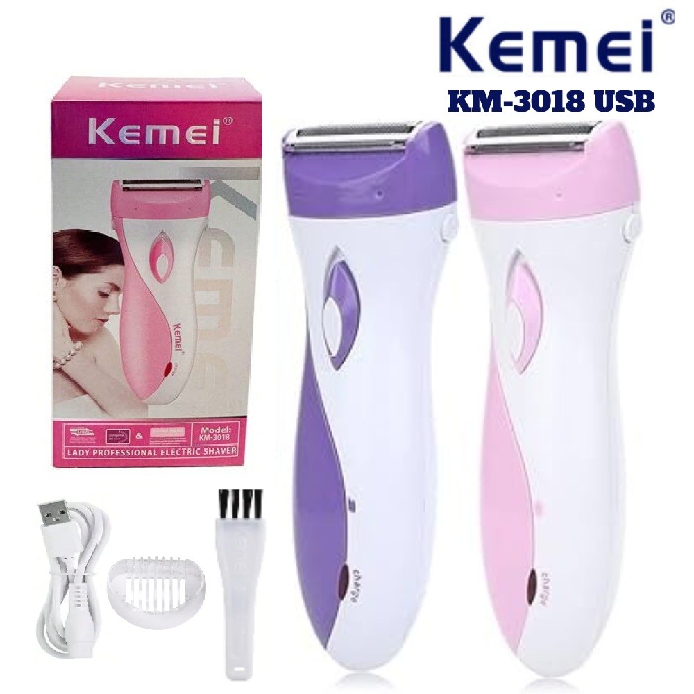 Kemei KM-3018 USB Alat Cukur Rambut Bulu Halus Shaver Elektrik KM 3018