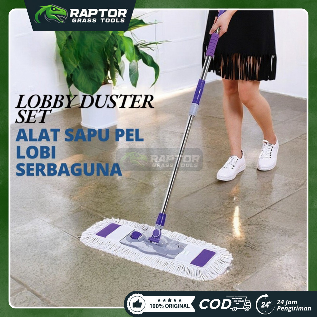 RAPTORGT New Lobby Duster 1 Set — Sapu Lobby Lebar 70 Cm Panjang 120 Cm/ Tangkai Mop / Pel Lantai Ma