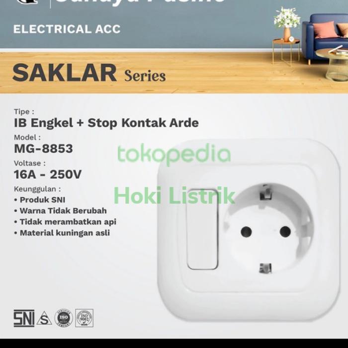 ib stopkontak / stop kontak arde ib + saklar engkel morgen MG 8853 SNI by MitraHobby