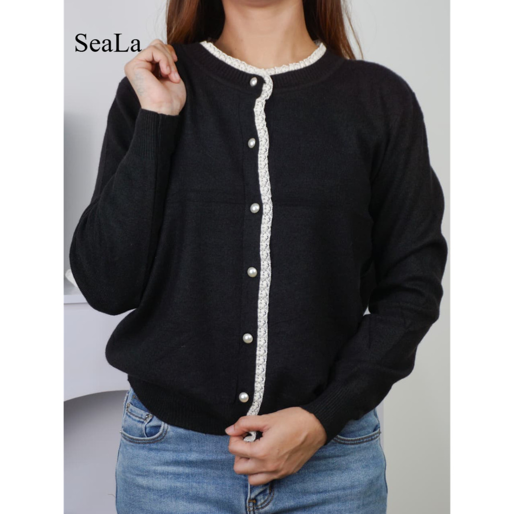 SEALA | Cardigan Rajut Import Renda | Atasan Rajut Import Renda Terbaru Korean Style