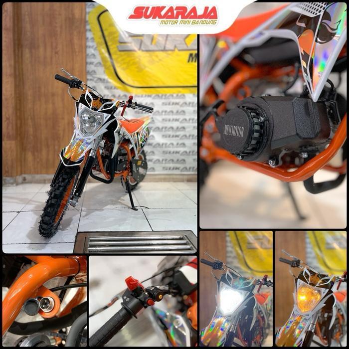 MOTOR MINI TRAIL BLACKPANTHER 50cc (2 Tak Matic)- Double Starter - Orange