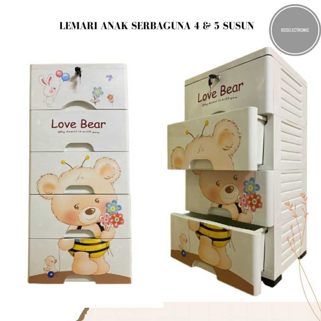 Lemari Pakaian Plastik Susun 4 Susun 5 Lemari plastik Babby Karakter Lucu