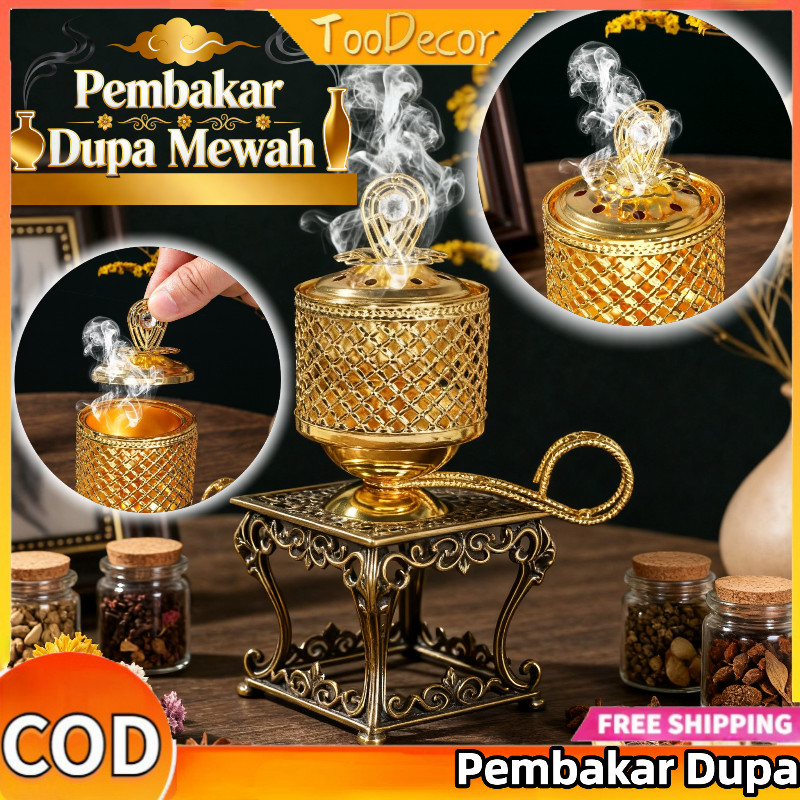 Tempat Dupa/tempat Bakar Dupa Logam Warna Emas Tempat Bakar Dupa Pembakar Mini Arab Suvenir Arab Mab