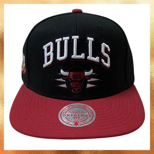 Topi Mitchell And Ness NBA Chicago Bulls 1998 Finals Patch Black Red Basketball Snapback Hat Origina