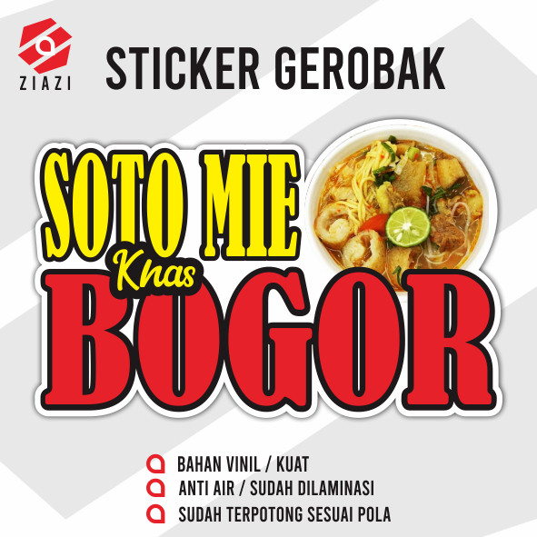 Sticker Gerobak, Sticker Etalase, Sticker Kaca, Sticker Nama Usaha, Sticker Soto Mie, Soto MIe Bogor