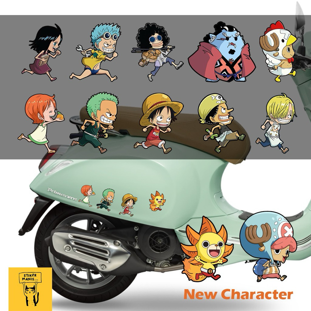 Stiker One Piece Stiker Motor, Helm, Mobil, Vespa, Fazio, Filano, Scoopy, Brio Anti Air