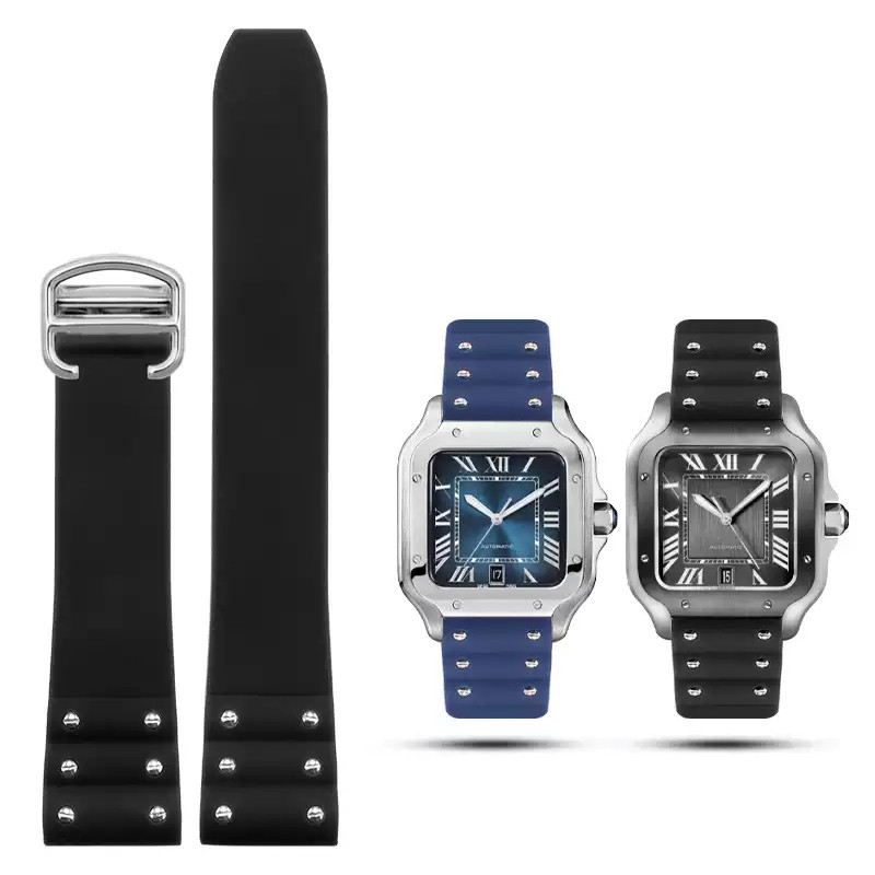 For Cartier Santos strap Silicone bracelet High quality Rubber watband for Waterproof rubber band 21