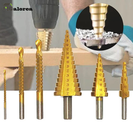Galorea Bor Gergaji Slot Kayu Set 6 Buah Mata Bor Gagang Segitiga Set Bor Gergaji Langkah