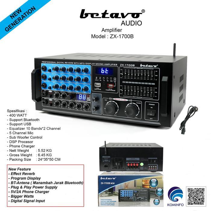 Amplifier Betavo ZX-1700 B Bluetooth Ampli Karaoke