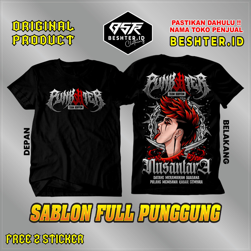 Kaos PUNKSHTER V7 Full Punggung - Kaos Sablon Full Punggung Punkshter - Kaos Punkshter PSHT Premium