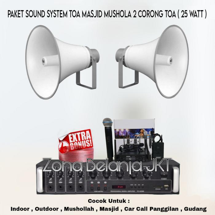 Paket Sound System Toa Masjid Mushola 2 Corong Toa 25 Watt ( SET 3 )