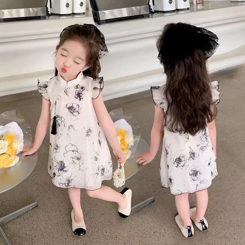 Gadis musim panas pakaian bayi baju baju anak-anak Cina angin gaun