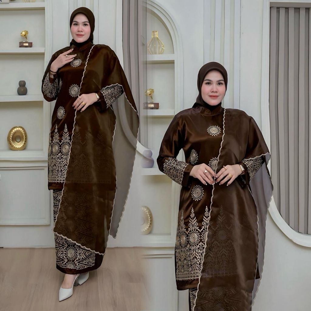 [TERLARIS]Set Selendang Sharmila // Set Tunik Bordir dan Rok Span Bordir Terbaru // Set Premium deng