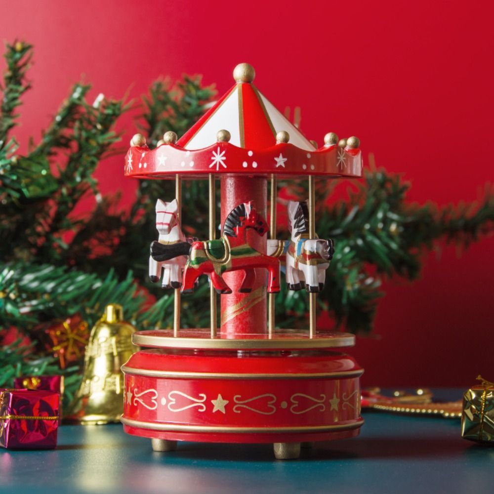 ristmas Carousel Carousel Music Box Wooden Interactive Rotating Wooden Music Box Exquisite Y ildren 