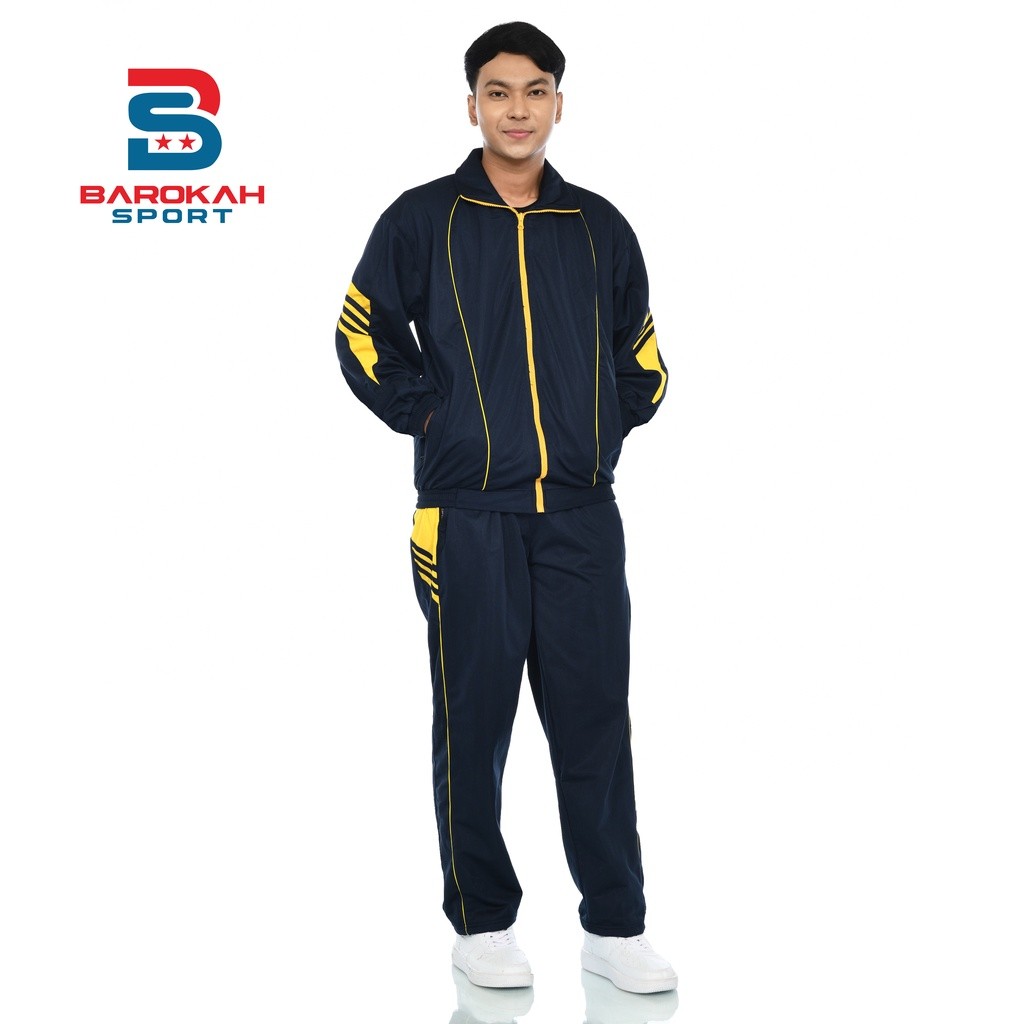 KIOSBERTHA OS Barokah Fashion - Setelan Jaket dan Celana Olahraga Pria Wanita One Set Jaket dan Cela