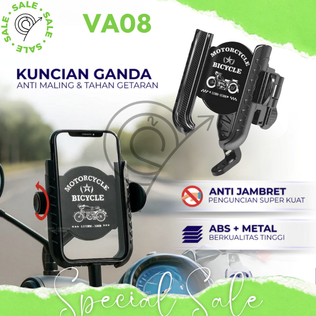Holder Hp Motor Penguncian Ganda Anti Maling Dudukan Handphone Motor Kokoh Putaran 360 Universal