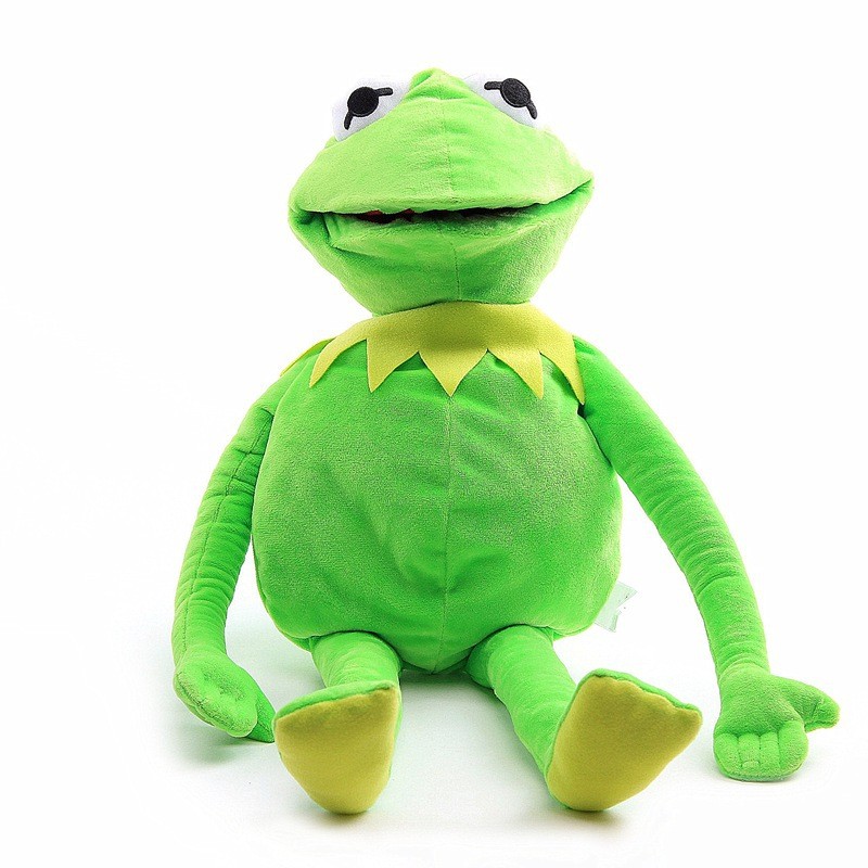 1pKermit The Frog Funny Plush Doll Hand Puppet Schoolbag Frog Animal Plush Toy Big Doll Ventriloquis