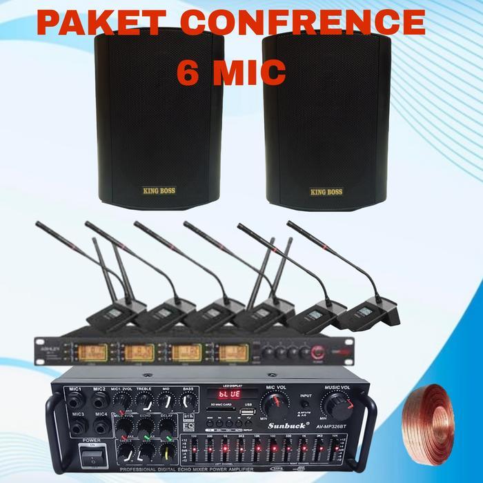 paket mic rapat metting conference 6 mic mic meja wireless