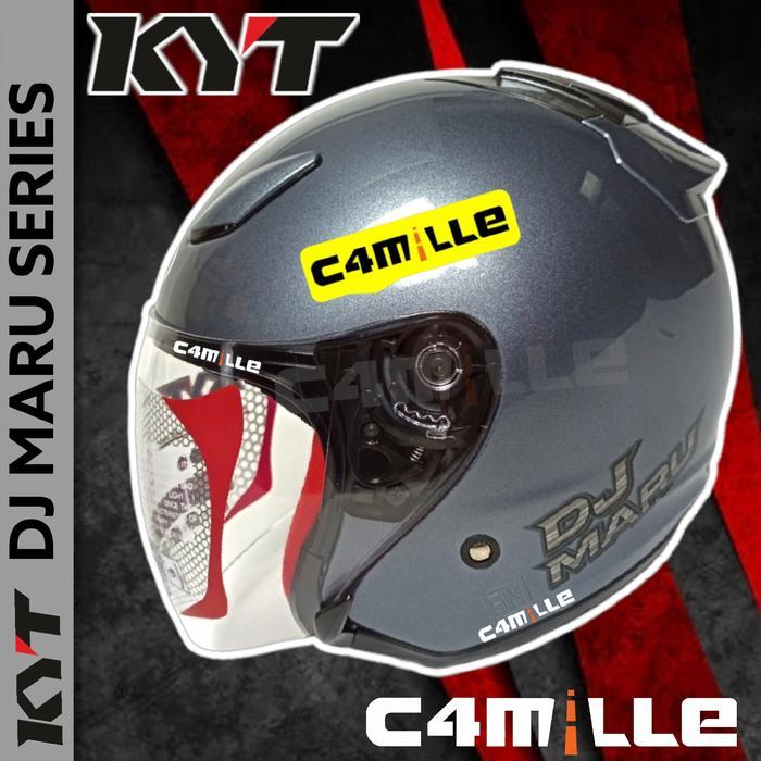 Helm KYT DJ Maru Grey / Abu abu Muda - 1. BLACK DOFF, M