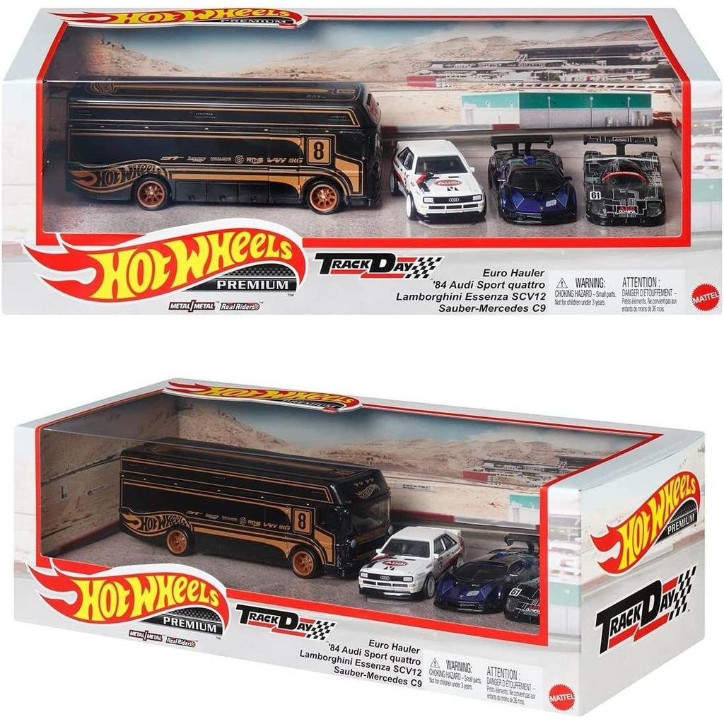Hot Wheels Diorama Set Track Day - Lamborghini Euro Hauler Mercedes Audi