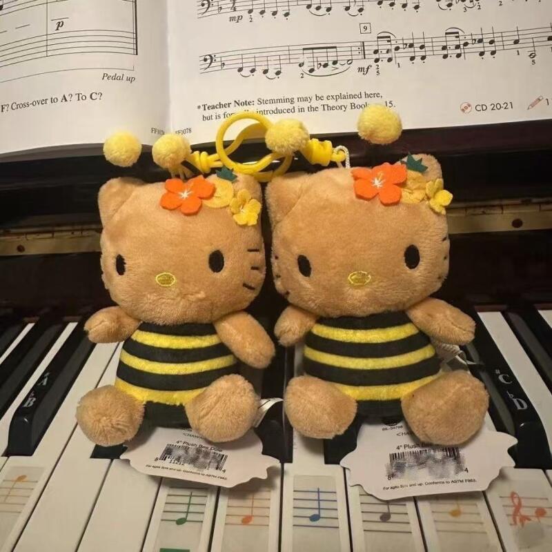 Creative Bee Hello Kitty Handbag decoration Plush keychain Pineapple Orchard Series black skin plush