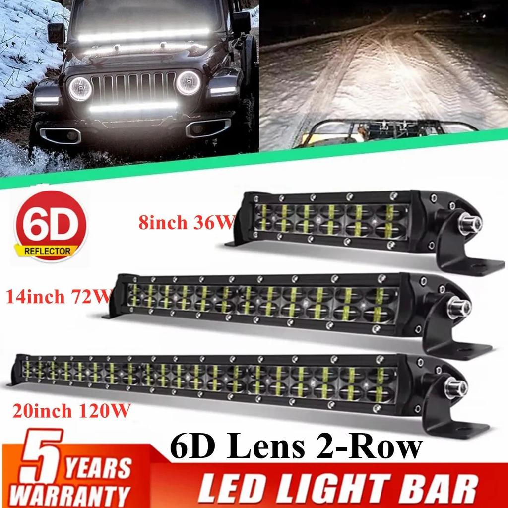 6D Lens LED Light Bar 2-Rows DRL Fog Running Led Work Light 4x4 Led Bar Off Road Led Headlight For N