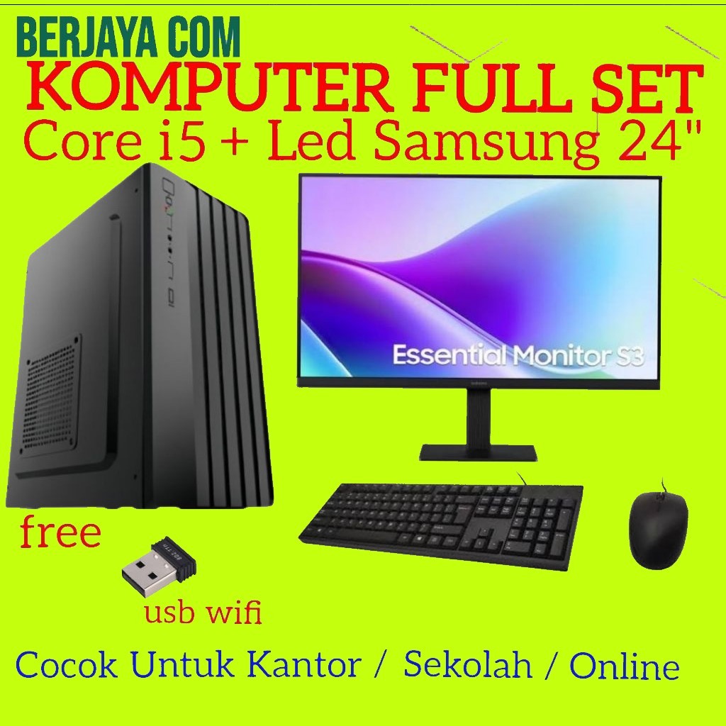Full set Core i5 - Samsung 24" - 16gb Ram -500gb ssd - Pc Rakitan - Komputer Kantor - cpu