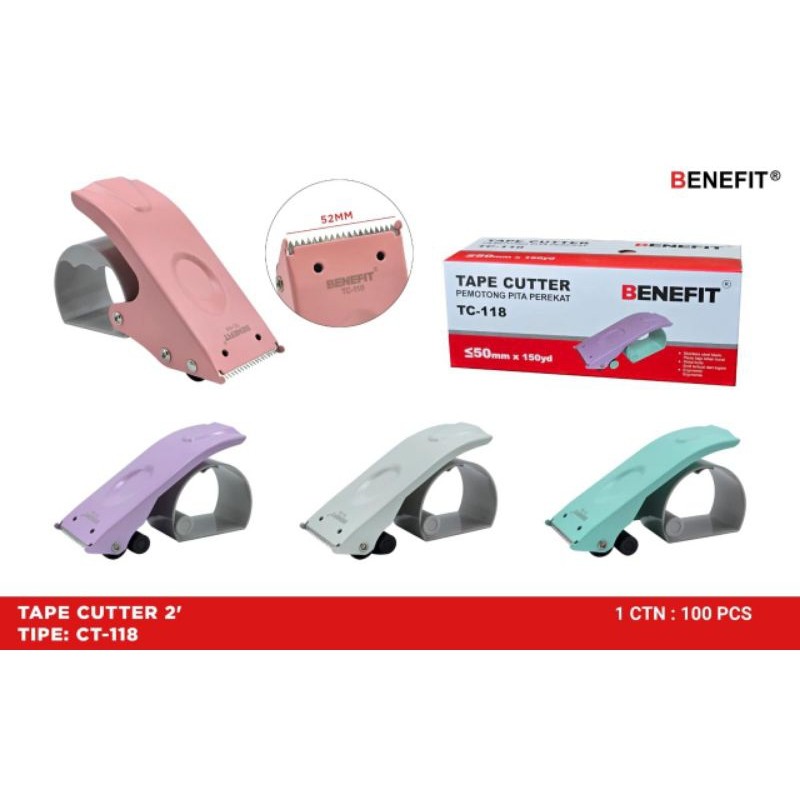 Tempat Lakban Besar Benefit Tc-118/Tape Dispenser/Tape Cutter besi ( 1pcs )