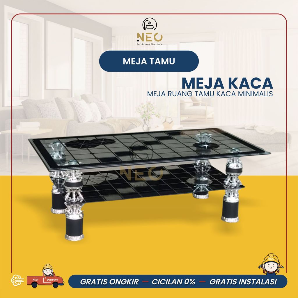 NEO - MEJA TAMU KACA TEBAL 8MM MINIMALIST PONTIANAK